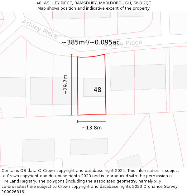 48, ASHLEY PIECE, RAMSBURY, MARLBOROUGH, SN8 2QE: Plot and title map