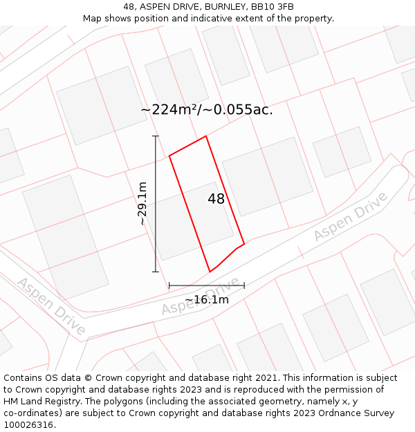 48, ASPEN DRIVE, BURNLEY, BB10 3FB: Plot and title map