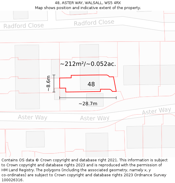 48, ASTER WAY, WALSALL, WS5 4RX: Plot and title map