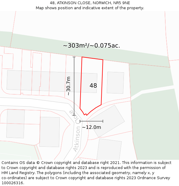 48, ATKINSON CLOSE, NORWICH, NR5 9NE: Plot and title map
