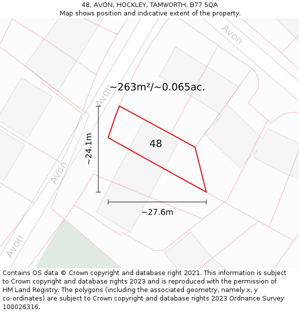 48, AVON, HOCKLEY, TAMWORTH, B77 5QA: Plot and title map