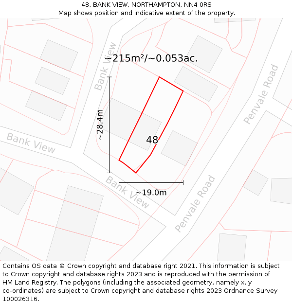 48, BANK VIEW, NORTHAMPTON, NN4 0RS: Plot and title map