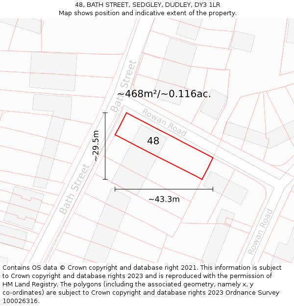 48, BATH STREET, SEDGLEY, DUDLEY, DY3 1LR: Plot and title map