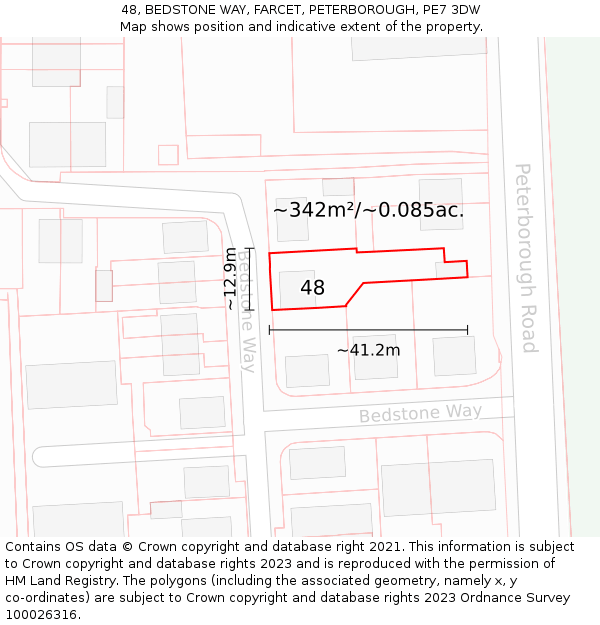 48, BEDSTONE WAY, FARCET, PETERBOROUGH, PE7 3DW: Plot and title map