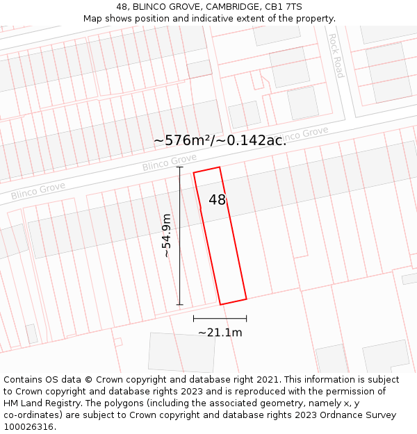 48, BLINCO GROVE, CAMBRIDGE, CB1 7TS: Plot and title map