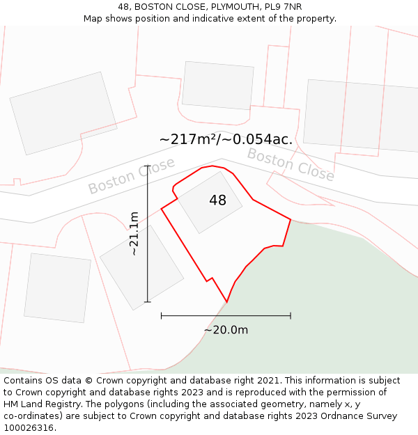 48, BOSTON CLOSE, PLYMOUTH, PL9 7NR: Plot and title map