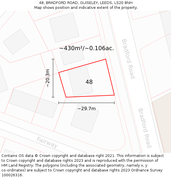 48, BRADFORD ROAD, GUISELEY, LEEDS, LS20 8NH: Plot and title map
