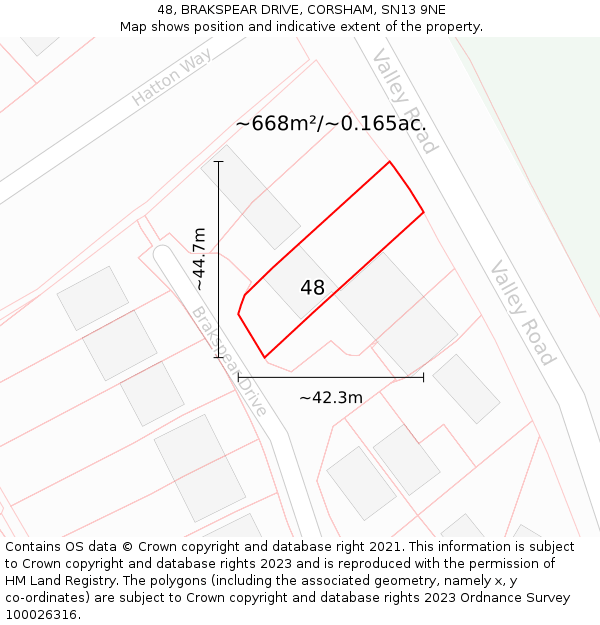 48, BRAKSPEAR DRIVE, CORSHAM, SN13 9NE: Plot and title map