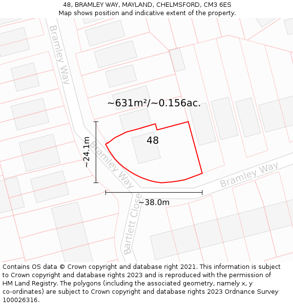 48, BRAMLEY WAY, MAYLAND, CHELMSFORD, CM3 6ES: Plot and title map