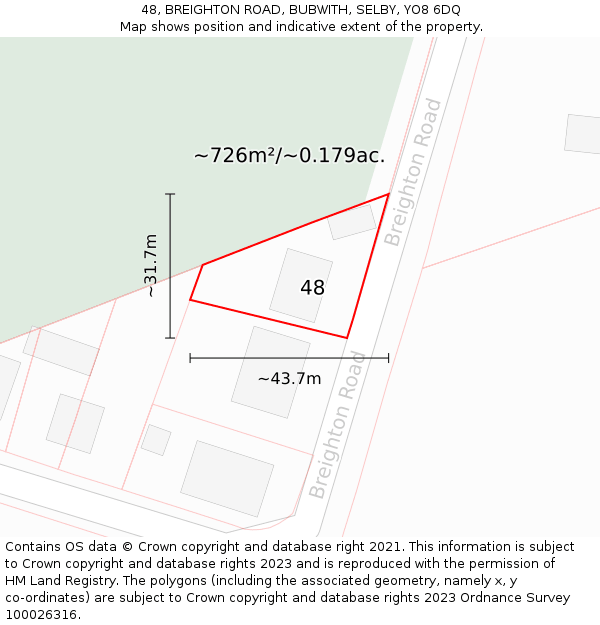 48, BREIGHTON ROAD, BUBWITH, SELBY, YO8 6DQ: Plot and title map