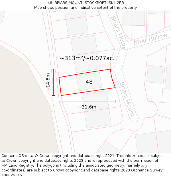 48, BRIARS MOUNT, STOCKPORT, SK4 2EB: Plot and title map