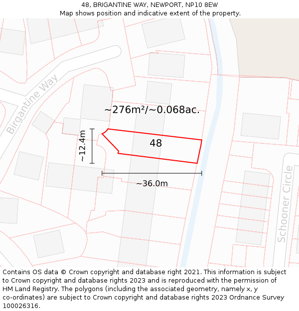 48, BRIGANTINE WAY, NEWPORT, NP10 8EW: Plot and title map