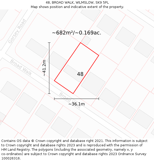48, BROAD WALK, WILMSLOW, SK9 5PL: Plot and title map