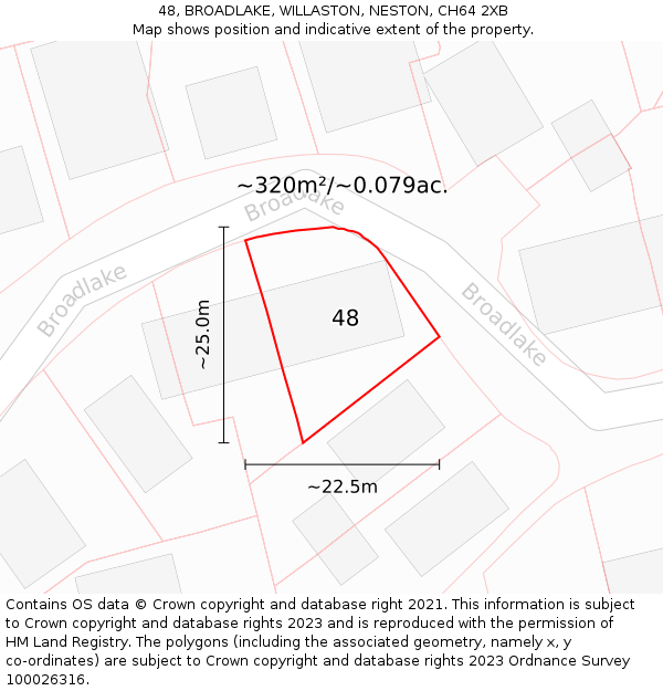 48, BROADLAKE, WILLASTON, NESTON, CH64 2XB: Plot and title map