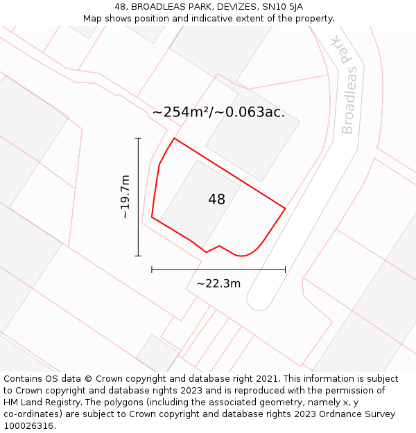 48, BROADLEAS PARK, DEVIZES, SN10 5JA: Plot and title map