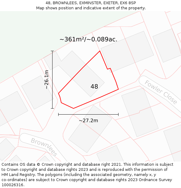 48, BROWNLEES, EXMINSTER, EXETER, EX6 8SP: Plot and title map
