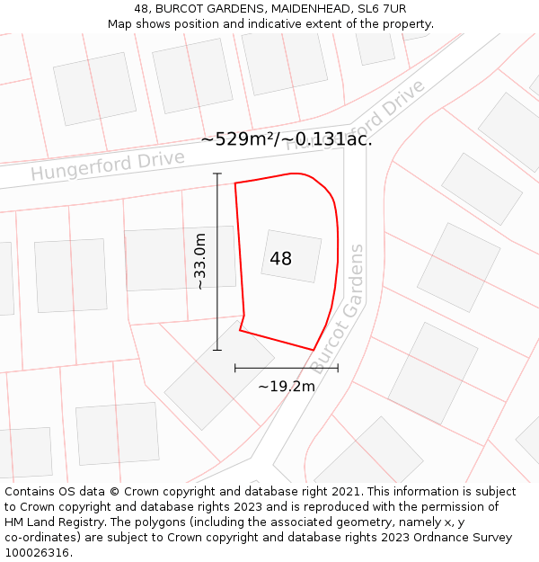 48, BURCOT GARDENS, MAIDENHEAD, SL6 7UR: Plot and title map