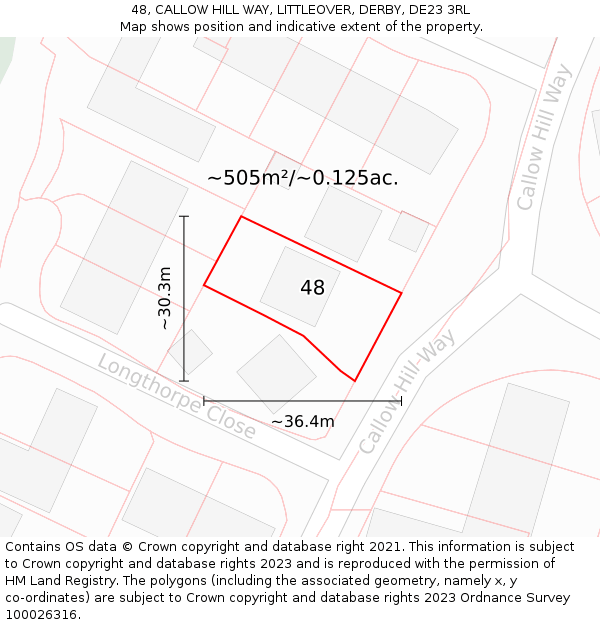 48, CALLOW HILL WAY, LITTLEOVER, DERBY, DE23 3RL: Plot and title map