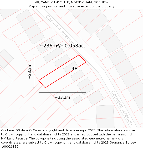 48, CAMELOT AVENUE, NOTTINGHAM, NG5 1DW: Plot and title map