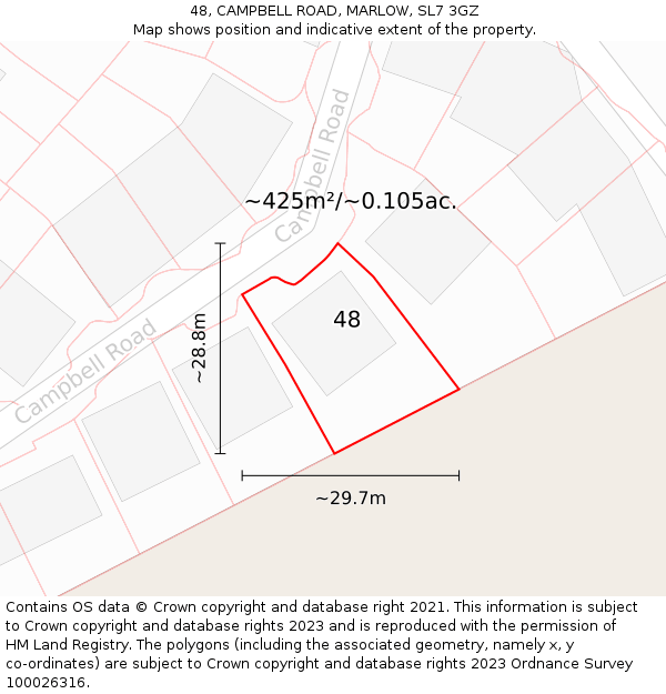 48, CAMPBELL ROAD, MARLOW, SL7 3GZ: Plot and title map