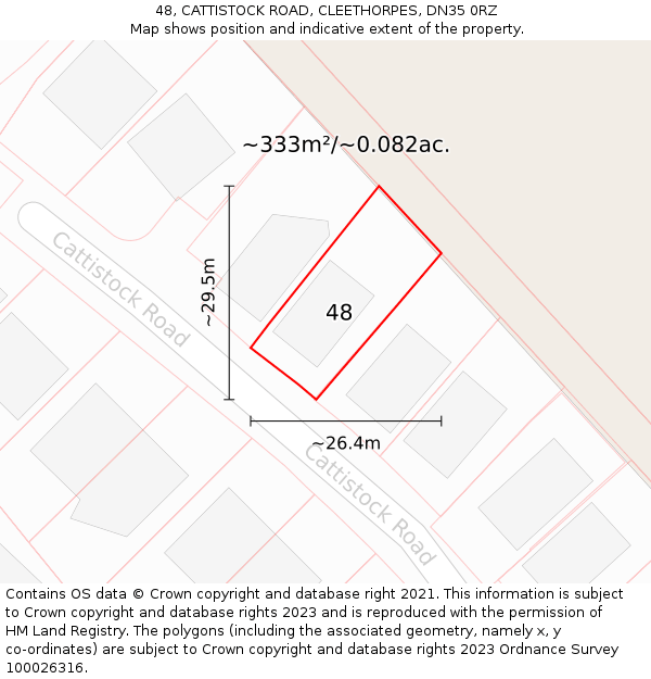 48, CATTISTOCK ROAD, CLEETHORPES, DN35 0RZ: Plot and title map