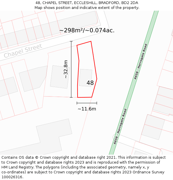 48, CHAPEL STREET, ECCLESHILL, BRADFORD, BD2 2DA: Plot and title map