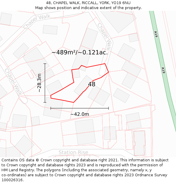 48, CHAPEL WALK, RICCALL, YORK, YO19 6NU: Plot and title map