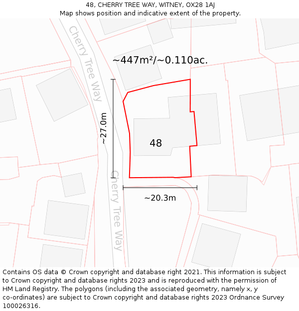48, CHERRY TREE WAY, WITNEY, OX28 1AJ: Plot and title map