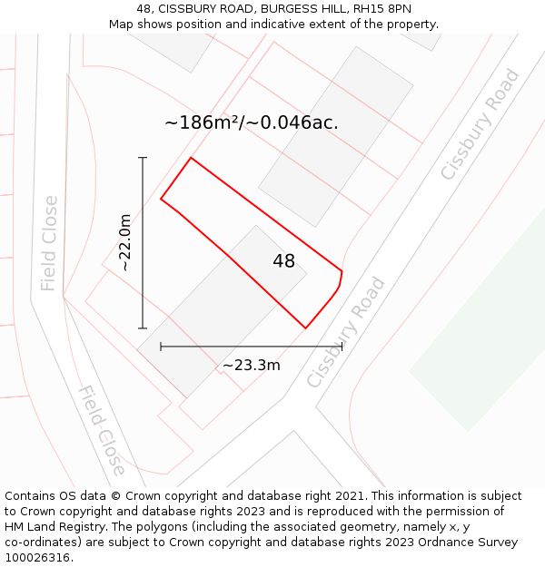 48, CISSBURY ROAD, BURGESS HILL, RH15 8PN: Plot and title map
