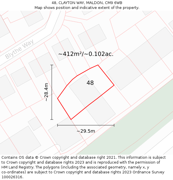 48, CLAYTON WAY, MALDON, CM9 6WB: Plot and title map