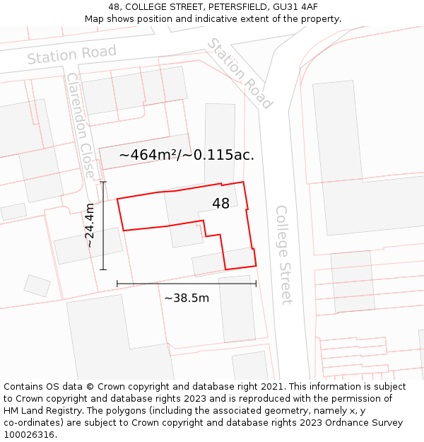 48, COLLEGE STREET, PETERSFIELD, GU31 4AF: Plot and title map