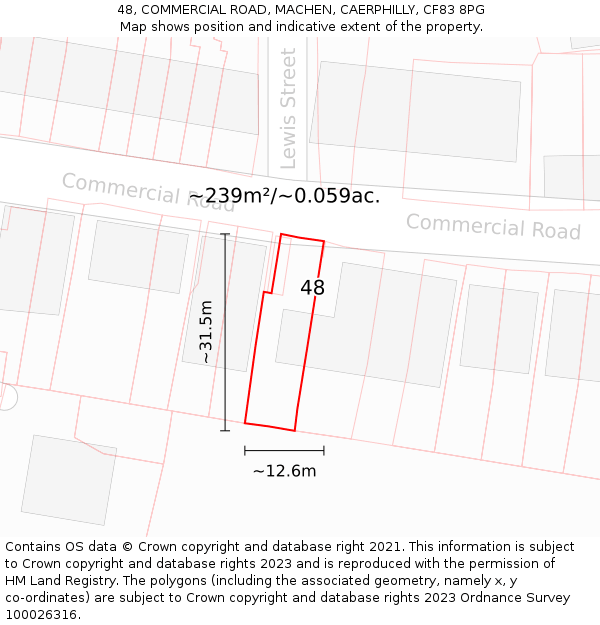 48, COMMERCIAL ROAD, MACHEN, CAERPHILLY, CF83 8PG: Plot and title map