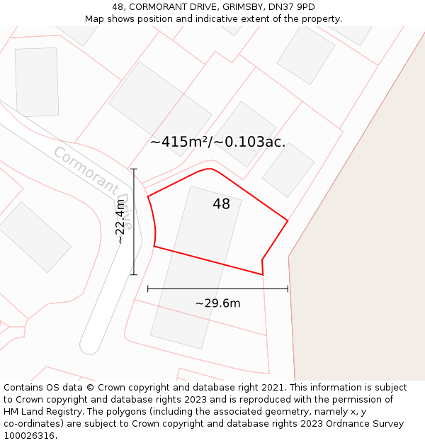 48, CORMORANT DRIVE, GRIMSBY, DN37 9PD: Plot and title map