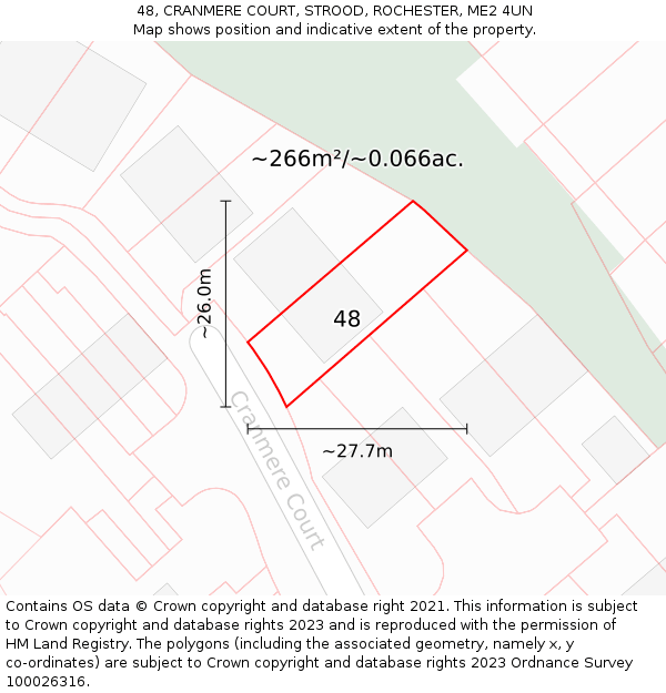 48, CRANMERE COURT, STROOD, ROCHESTER, ME2 4UN: Plot and title map
