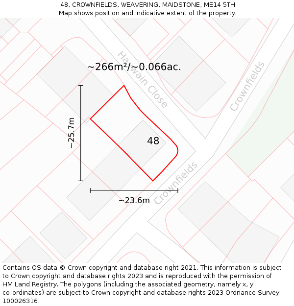 48, CROWNFIELDS, WEAVERING, MAIDSTONE, ME14 5TH: Plot and title map