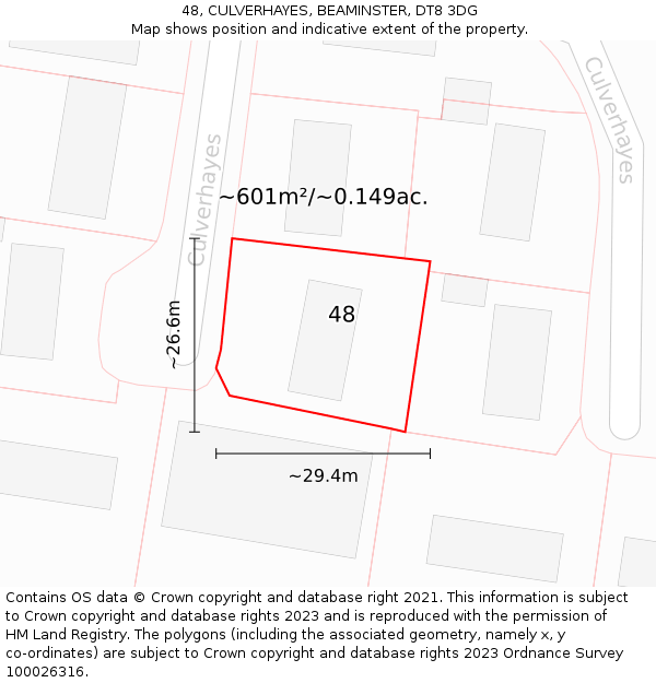 48, CULVERHAYES, BEAMINSTER, DT8 3DG: Plot and title map