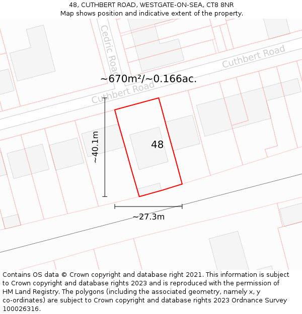 48, CUTHBERT ROAD, WESTGATE-ON-SEA, CT8 8NR: Plot and title map