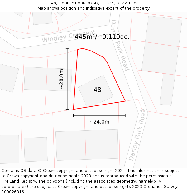 48, DARLEY PARK ROAD, DERBY, DE22 1DA: Plot and title map