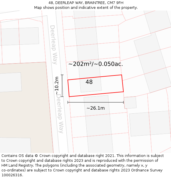 48, DEERLEAP WAY, BRAINTREE, CM7 9FH: Plot and title map