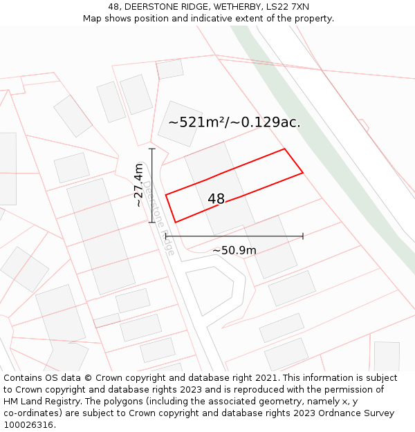 48, DEERSTONE RIDGE, WETHERBY, LS22 7XN: Plot and title map