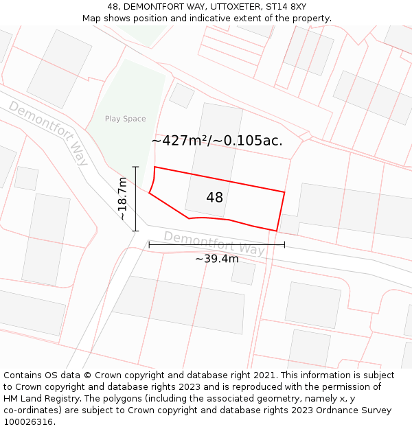 48, DEMONTFORT WAY, UTTOXETER, ST14 8XY: Plot and title map