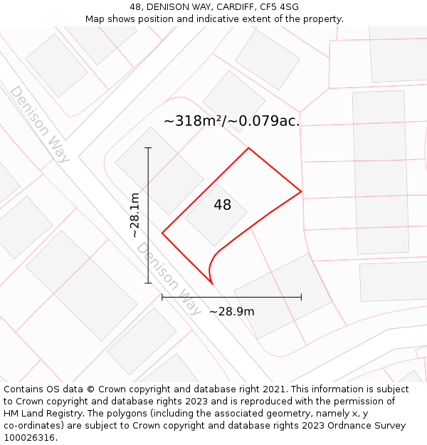 48, DENISON WAY, CARDIFF, CF5 4SG: Plot and title map