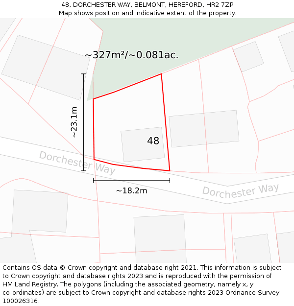 48, DORCHESTER WAY, BELMONT, HEREFORD, HR2 7ZP: Plot and title map