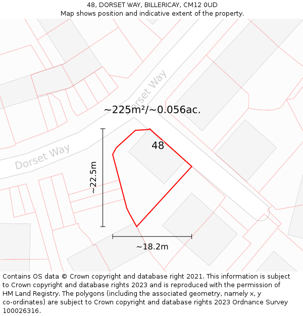 48, DORSET WAY, BILLERICAY, CM12 0UD: Plot and title map