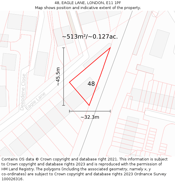 48, EAGLE LANE, LONDON, E11 1PF: Plot and title map