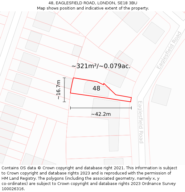 48, EAGLESFIELD ROAD, LONDON, SE18 3BU: Plot and title map
