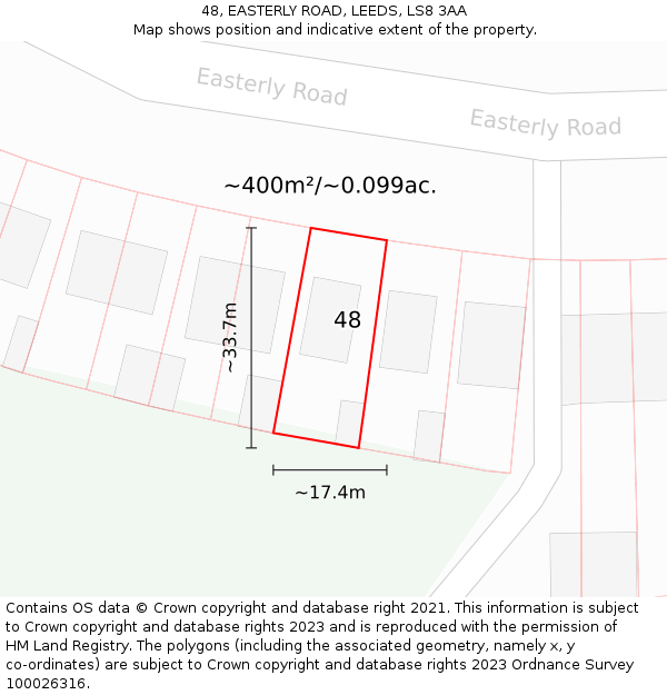 48, EASTERLY ROAD, LEEDS, LS8 3AA: Plot and title map