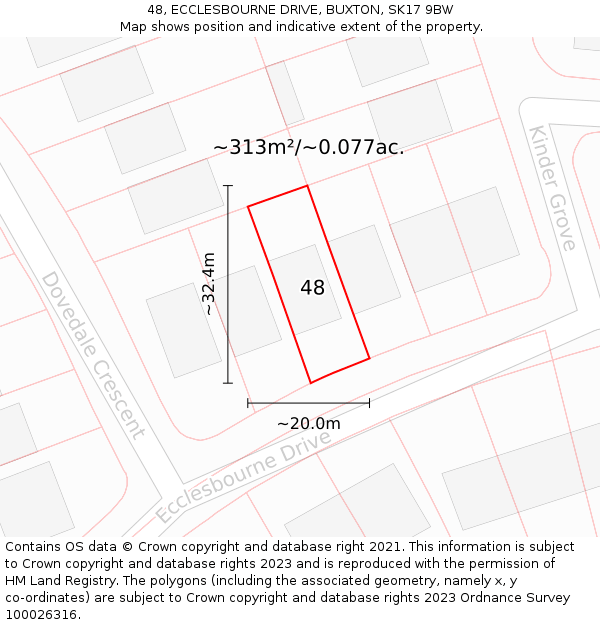 48, ECCLESBOURNE DRIVE, BUXTON, SK17 9BW: Plot and title map