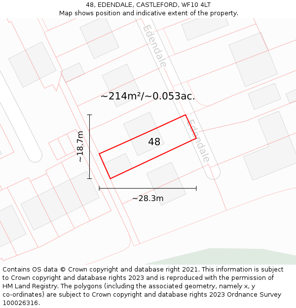 48, EDENDALE, CASTLEFORD, WF10 4LT: Plot and title map