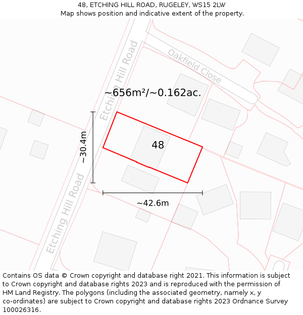 48, ETCHING HILL ROAD, RUGELEY, WS15 2LW: Plot and title map